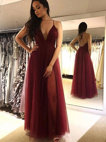 burgundy prom dress ...